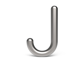 3D render metallic alphabet J