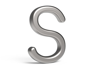 Naklejka premium 3D render metallic alphabet S