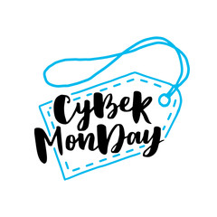 Cyber Monday sale lettering design template. Advertising Poster design. Sale Discount Banner Label style. Vector illustration