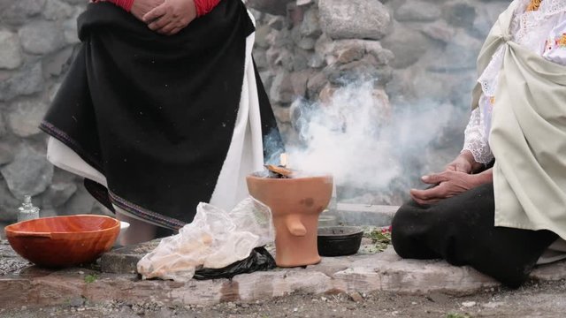 Indigenous women making a ceremony to clean and purification of the spirit, Peru
