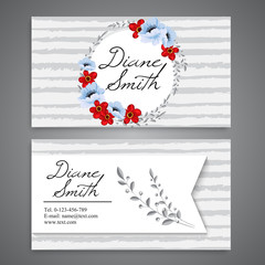 Business card with beautiful flowers.Template