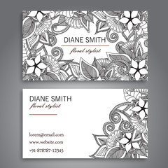 Business card with beautiful flowers.Template