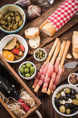 Traditional spanish tapas for sharing with friends