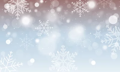 Foto op Canvas Abstract vector winter wallpaper. Snowflakes, circles and glowing elements. © ftotti1984