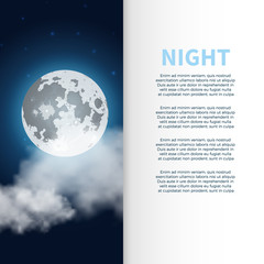 Night banner and poster with moon