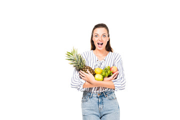 woman holding various fruits