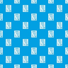 Paper and pencil pattern seamless blue