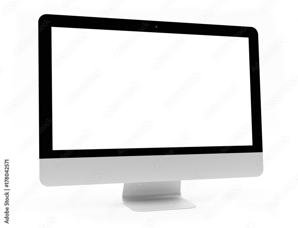 Aufkleber modern computer screen on white background 3d rendering