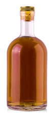 Full whiskey, cognac, brandy bottle isolated on white background.