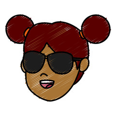 Girl cartoon face icon vector illustration graphic design