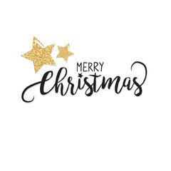 Elegant Christmas background with shining gold glittering stars background