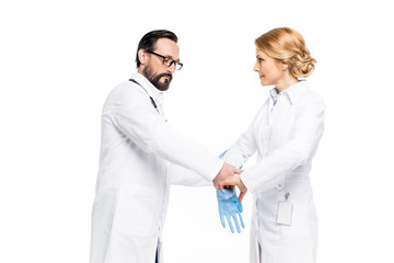 Fototapeta premium doctors wearing medical gloves