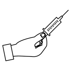 hand with medical injection isolated icon