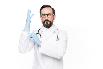 doctor wearing medical gloves