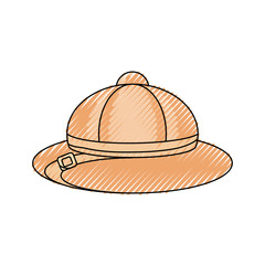 colored  safari hat doodle over white background  vector illustration