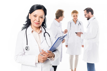 Fototapeta premium doctor with stethoscope and clipboard