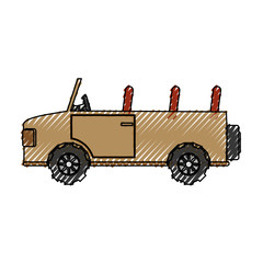 colored safari vehicle doodle over white background  vector illustration
