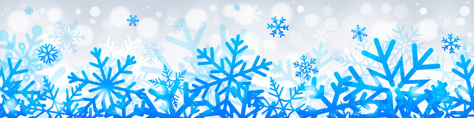 Snowflakes banner with bokeh