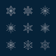 Naklejka na ściany i meble Snowflake vector icon background set.