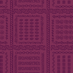 Hand Drawn Ethnic Style Vector Seamless Pattern