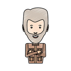 colored safari man doodle over white background  vector  illustration