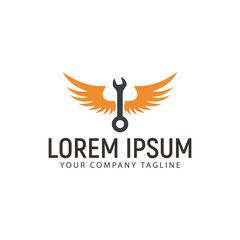 wrench wings logo design concept template