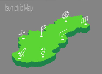 Map Slovakia isometric concept.