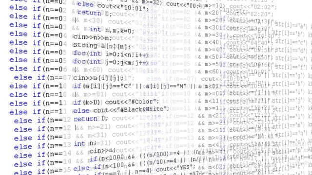 Source code on the monitor screen.