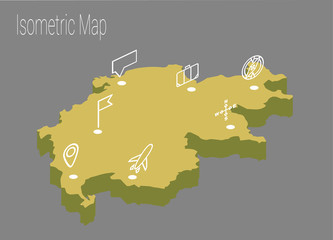 Map Switzerland isometric concept.