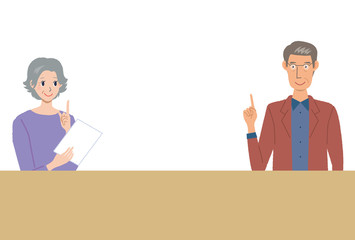 書類を見る家族　イラスト