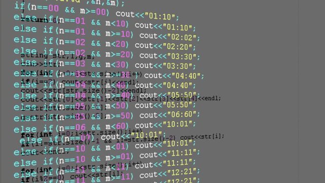Source code on the monitor screen.