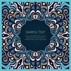 Vector vintage business card. Mandala decor . Ornamental background.
