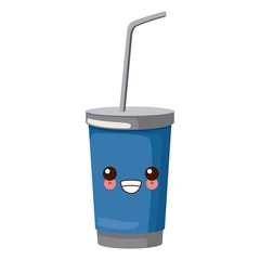 Soda cup with straw Cute kawaii cartoon vector illustration