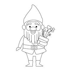 cute gnome with clovers plant character