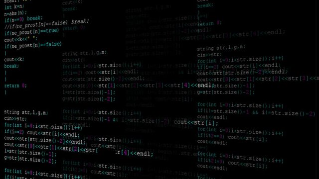 Source code on the monitor screen.