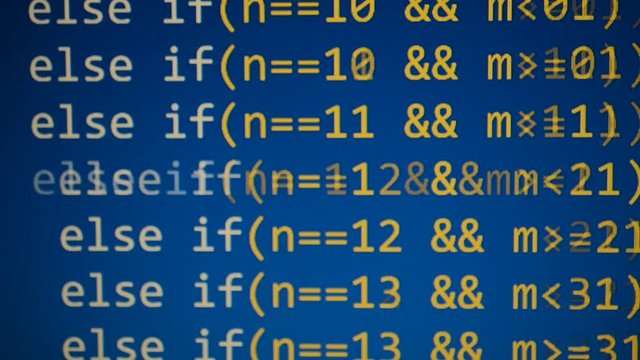 Source code on the monitor screen.