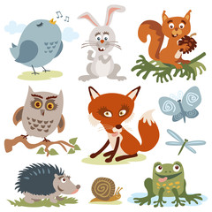 Naklejka premium Cute cartoon forest animals vector