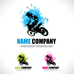 Fototapeta na wymiar logo moto cross vélo vtt sport xtrem 