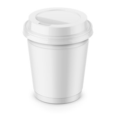 White paper coffee cup with lid template.