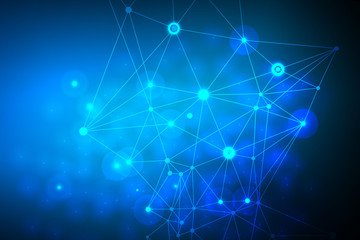 Geometric abstract background with connected line and dots. Structure molecule and communication. Scientific concept for your design. Medical, technology, science background. Vector illustration.