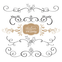 Merry Christmas calligraphy Collection of design elements vintage set isolated on white background. Vector illustration