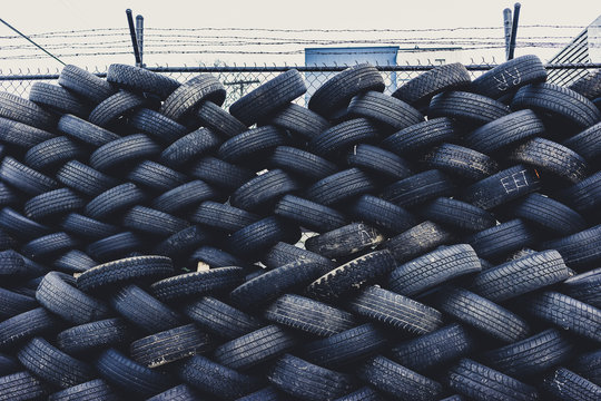 Wall of tires
