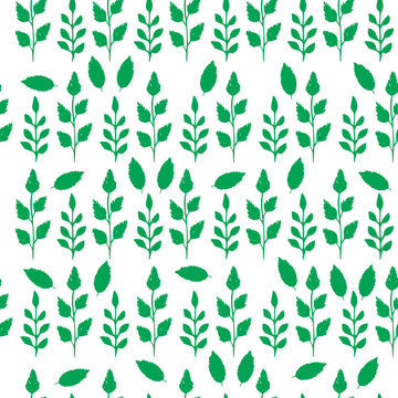 Green herbs seamless pattern. Scandinavian background. Nature style.