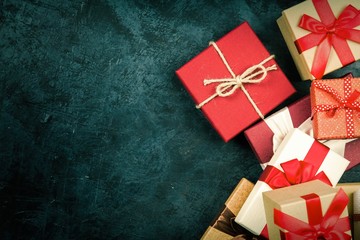 Christmas presents on dark background