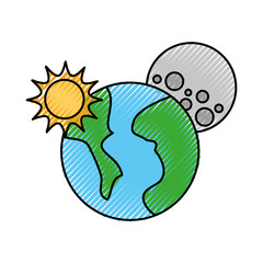 universe planet earth sun and moon space