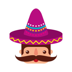 mexican man face with hat and mustache portrait