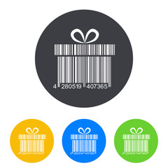 Icono plano codigo de barras regalo en circulo varios colores