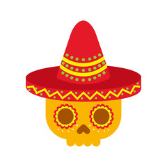 skull in hat day of the dead mexican celebration