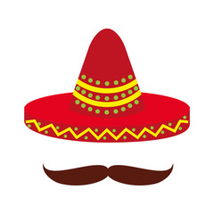 mexican hat and mustache culture symbol