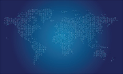 World map made from binary data code